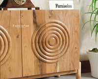 Italy Prime Solid Wood Four Door TV Cabinet Unit Furniselan Natural Finish