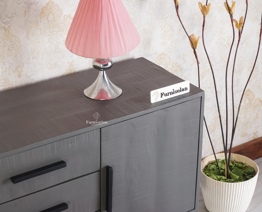 Argentina Solid Wood Three Drawer Two Door Sideboard - Bedside Table - Furniselan - Slate-Grey