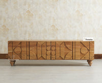 Wilson Solid Wood Four Doors TV Cabinet Furniselan Natural Finish