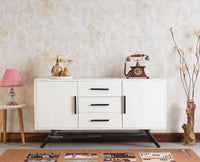 Argentina Solid Wood Three Drawer Two Door Sideboard Furniselan - Milky-White