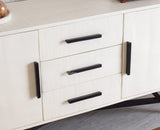 Argentina Solid Wood Three Drawer Two Door Sideboard Furniselan - Frosty White