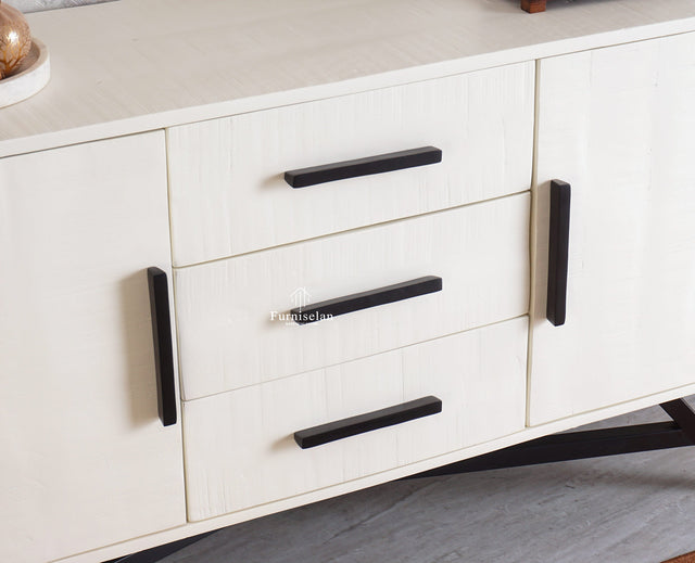 Argentina Solid Wood Three Drawer Two Door Sideboard Furniselan - Frosty White