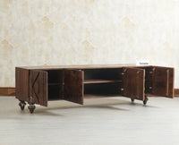 Wilson Solid Wood Four Doors TV Cabinet Furniselan Grey Finish