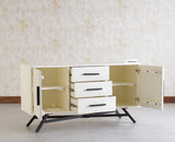 Argentina Solid Wood Three Drawer Two Door Sideboard Furniselan - Frosty White