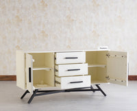 Argentina Solid Wood Three Drawer Two Door Sideboard Furniselan - Milky-White