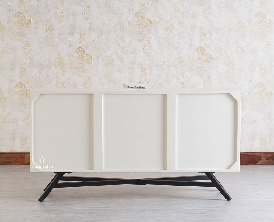 Argentina Solid Wood Three Drawer Two Door Sideboard Furniselan - Frosty White