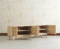 Austria Premium Edition Solid Wood Four-Door TV Cabinet Furniselan Stoneblast Oak