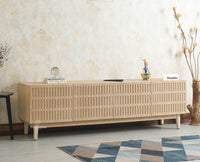 Austria Premium Edition Solid Wood Four-Door TV Cabinet Furniselan Stoneblast Oak