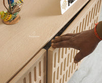 Austria Premium Edition Solid Wood Four-Door TV Cabinet Furniselan Stoneblast Oak