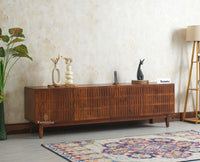 Austria Premium Edition Solid Wood Four-Door TV Cabinet Furniselan Brown Finish