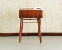Boston Wooden Rattan Cane Study Laptop Table with Two Drawers With Chair Brown Finish
