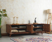 Austria Premium Edition Solid Wood Four-Door TV Cabinet Furniselan Brown Finish