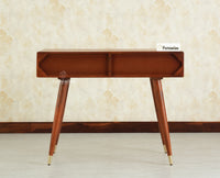 Boston Wooden Rattan Cane Study Laptop Table Desk with Two Drawer Brown Finish