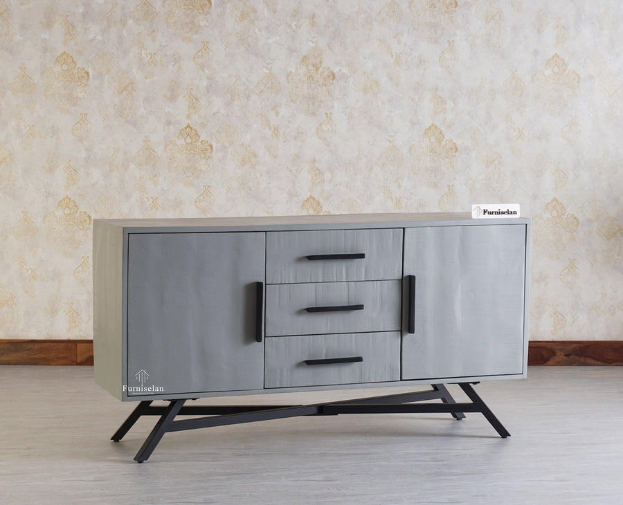 Argentina Solid Wood Three Drawer Two Door Sideboard - Bedside Table - Furniselan Cool-Grey