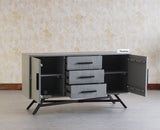 Argentina Solid Wood Three Drawer Two Door Sideboard - Bedside Table - Furniselan Cool-Grey