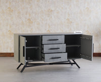Argentina Solid Wood Three Drawer Two Door Sideboard - Bedside Table - Furniselan Cool-Grey