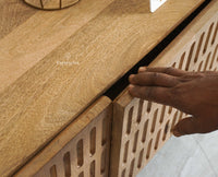 Austria Premium Edition Solid Wood Four-Door TV Cabinet Furniselan Natural Oak Finish