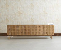 Austria Premium Edition Solid Wood Four-Door TV Cabinet Furniselan Natural Oak Finish