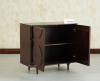 Horniman Circle Solid Wood Two Door Sideboard Cabinet Furniselan-Grey Finish