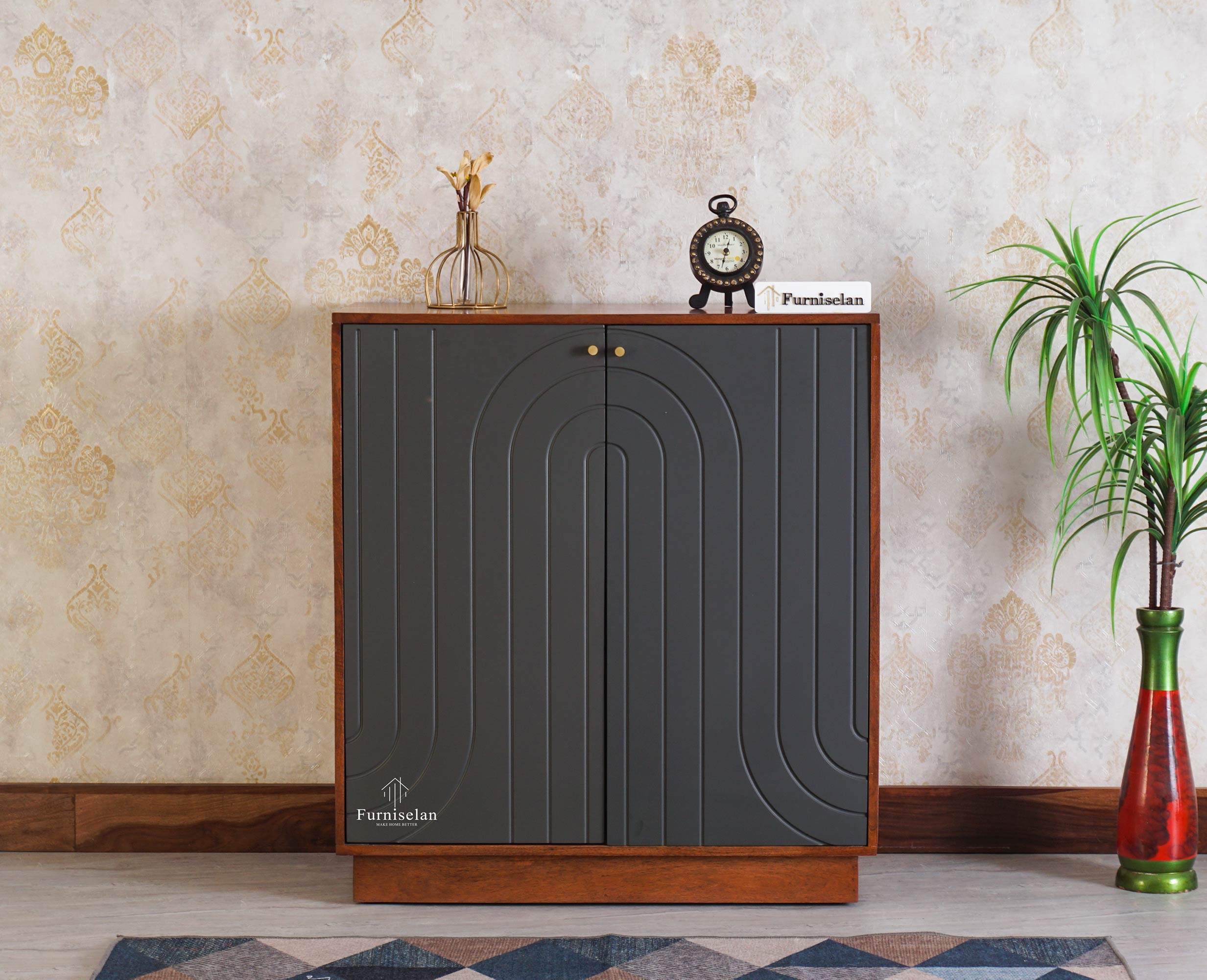 Colaba Two Door Multipurpose Wooden Sideboard Cabinet (Copy) Furniselan - Slate-Grey