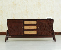 NewYork Wooden Rattan Cane Two Door Sideboard With Three Drawers - Grey Finish

