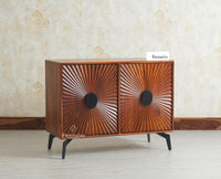 Greece Premium Look Wooden Sideboard Cabinet 2 Doors Furniselan Brown Finish