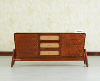 NewYork Wooden Rattan Cane Two Door Sideboard With Three Drawers - Brown Finish
