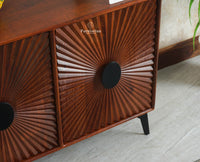 Greece Premium Look Wooden Sideboard Cabinet 2 Doors Furniselan Brown Finish