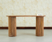 Elara Solid Wood Fluted Column Console Table for Living Room, Hallway & Entryway - Natural Oak Finish