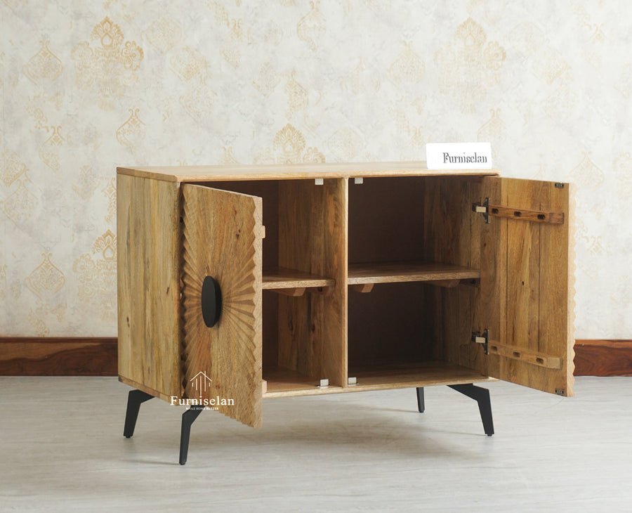 Greece Premium Look Wooden Sideboard Cabinet 2 Doors Furniselan Natural Finish