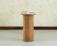 Elara Solid Wood Fluted Column Console Table for Living Room, Hallway & Entryway - Natural Oak Finish