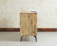 Greece Premium Look Wooden Sideboard Cabinet 2 Doors Furniselan Natural Finish