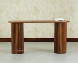 Elara Solid Wood Fluted Column Console Table for Living Room, Hallway & Entryway - Teak Finish
