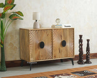 Greece Premium Look Wooden Sideboard Cabinet 2 Doors Furniselan Natural Finish