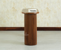 Elara Solid Wood Fluted Column Console Table for Living Room, Hallway & Entryway - Teak Finish
