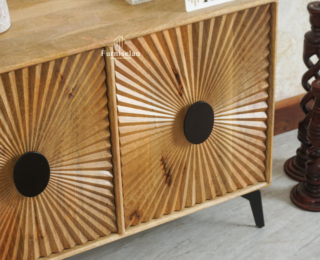 Greece Premium Look Wooden Sideboard Cabinet 2 Doors Furniselan Natural Finish