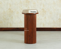 Elara Solid Wood Fluted Column Console Table for Living Room, Hallway & Entryway - Brown Finish
