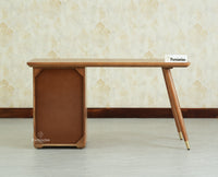 Boston Wooden Rattan Cane Study Laptop Table Desk with Two Drawer and One Door With Chair Natural Oak Finish