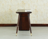 Boston Wooden Rattan Cane Study Laptop Table Desk with Two Drawer and One Door With Chair Grey Finish
