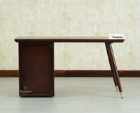 Boston Wooden Rattan Cane Study Laptop Table Desk with Two Drawer and One Door Grey Finish 