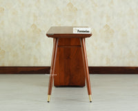 Boston Wooden Rattan Cane Study Laptop Table Desk with Two Drawer and One Door With Chair Brown Finish