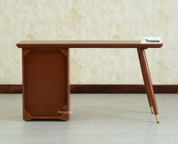 Boston Wooden Rattan Cane Study Laptop Table Desk with Two Drawer and One Door Brown Finish 
