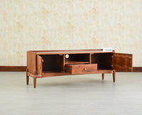 Wellington Solid Wood TV Cabinet Two Door and One Drawer- Brown Finish