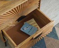 Greece Wooden Two Drawer Bedside Table Nightstand Furniselan Natural Finish