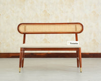 Boston Wooden Backrest Bench Three Seater Brown Finish