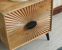 Greece Wooden Two Drawer Bedside Table Nightstand Furniselan Natural Finish