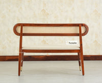 Boston Wooden Backrest Bench Three Seater Brown Finish