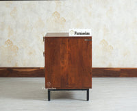 Victoria Wooden Three Drawer Bedside Table Nightstand Furniselan Brown Finish