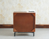 Victoria Wooden Three Drawer Bedside Table Nightstand Furniselan Brown Finish