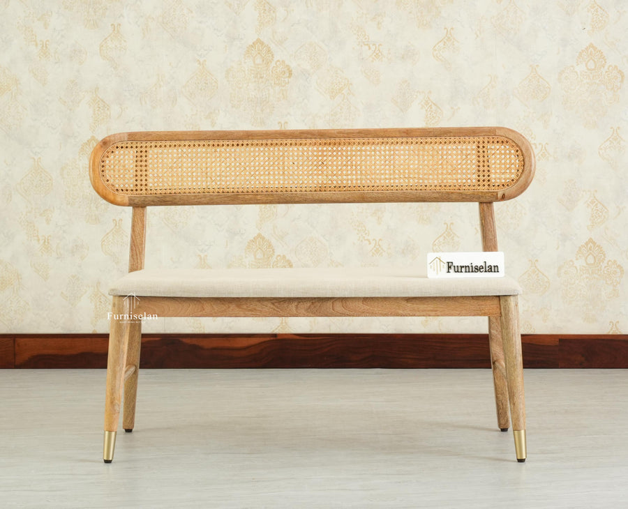 Boston Wooden Backrest Bench Three Seater Natural Finish